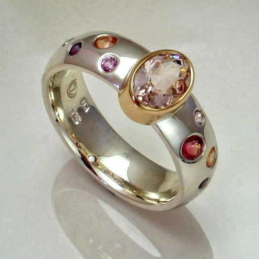 Vintage Pink Zirconia Silver Ring-Lydieannejewelry