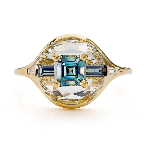 Vintage Blue Zirconia Eye Gold Ring-Lydieannejewelry
