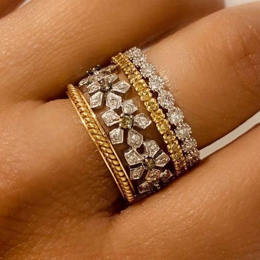 Vintage Sparkling Zirconia Ring Set-Lydieannejewelry