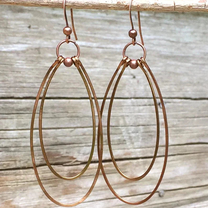 Vintage Bronze Hoop Earrings-Lydieannejewelry