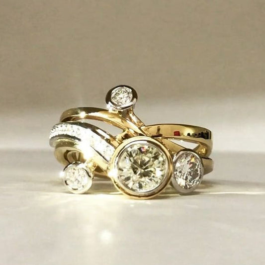 Vintage Exotic Bright Golden Ring-Lydieannejewelry