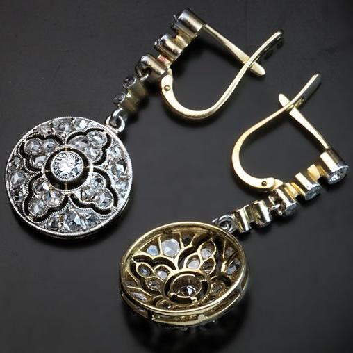 Vintage Rounded Dangling Crystalline Earrings-Lydieannejewelry