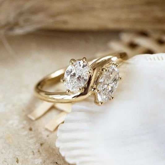 Vintage Zirconia & Gold Plated Ring-Lydieannejewelry