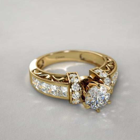 Vintage Spark Crystal Gold Ring-Lydieannejewelry
