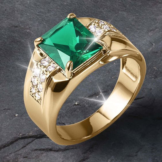 Vintage Green Brilliance Gold Ring-Lydieannejewelry