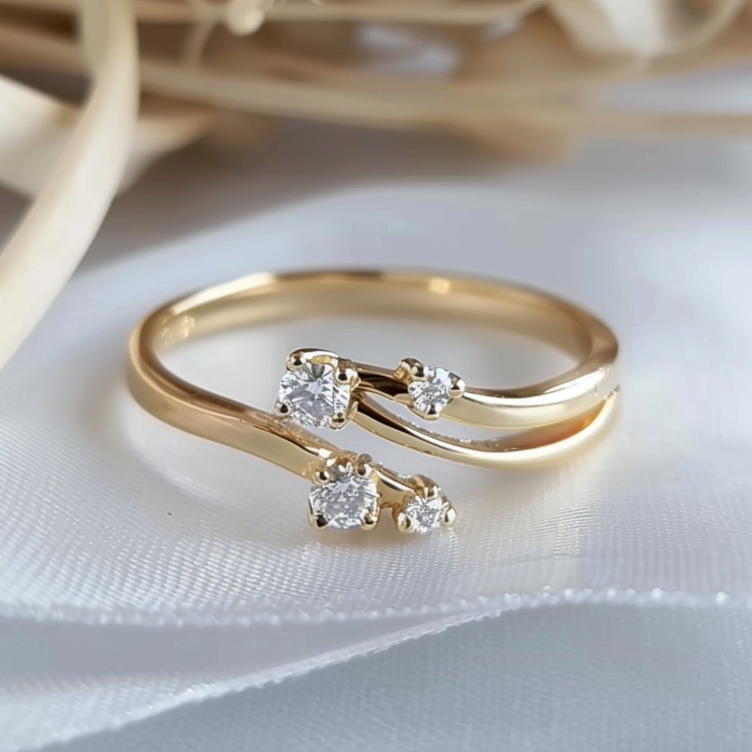 Golden Open Zirconia Ring-Lydieannejewelry