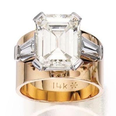 Vintage Cubic Glass Golden Ring-Lydieannejewelry