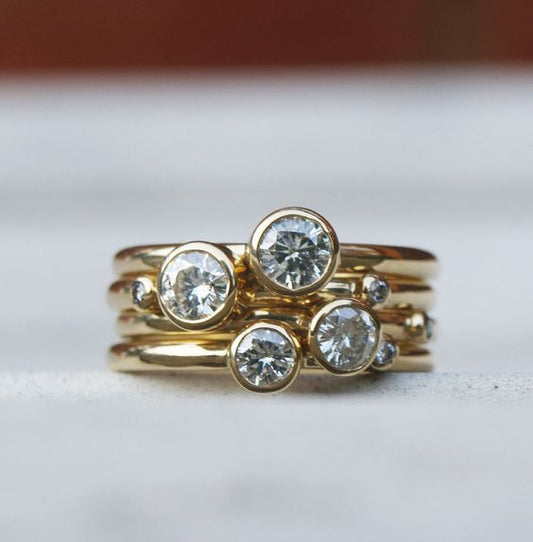 Vintage Layering Gold Zirconia Ring-Lydieannejewelry