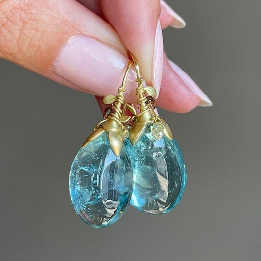 Vintage Blue Crystaline Drop Earrings-Lydieannejewelry