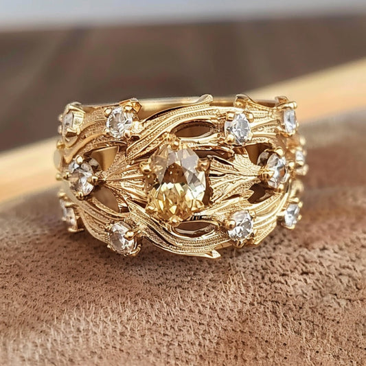 Golden Layered Zirconia Ring-Lydieannejewelry