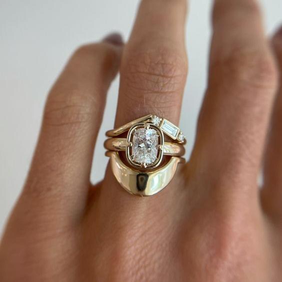 Vintage Bright Golden Ring Set-Lydieannejewelry