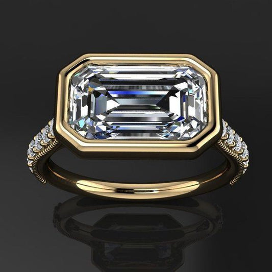 Vintage Rectangular Glass Gold Ring-Lydieannejewelry