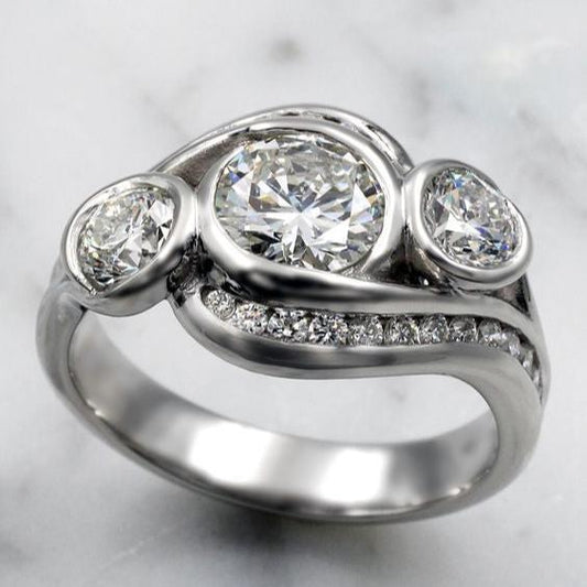 Vintage Zirconia Spiral Silver Ring-Lydieannejewelry