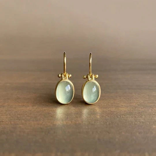 Vintage Earrings with Green Moonstone-Lydieannejewelry