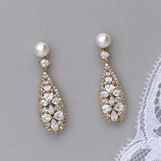 Vintage Bright & Pearl Earrings-Lydieannejewelry