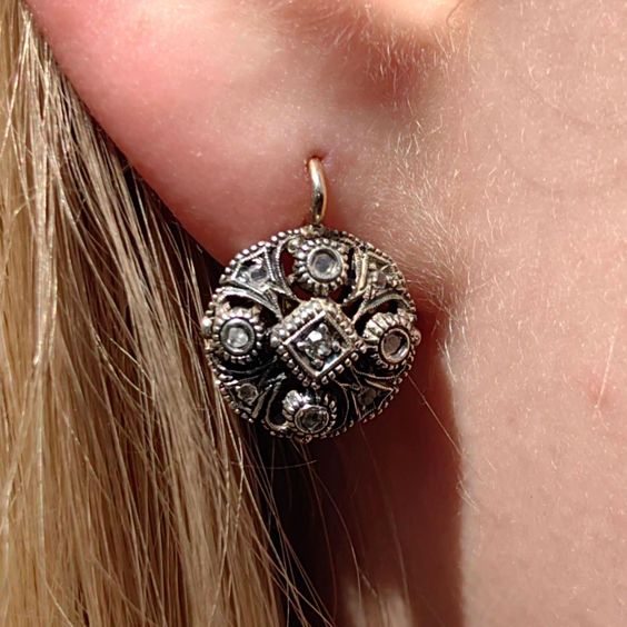 Vintage Crystal Mandala Rounded Earrings-Lydieannejewelry