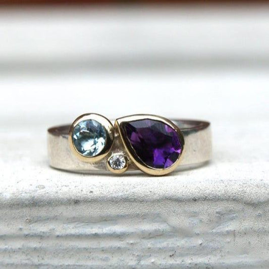 Vintage Purple Zirconia Drop Ring-Lydieannejewelry