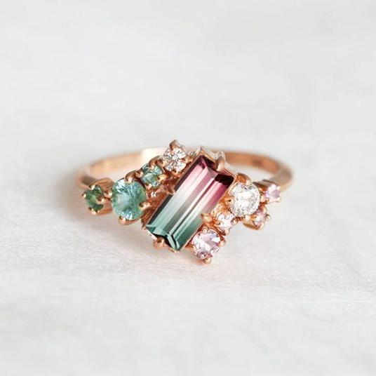 Vintage Rose Green Zirconia Ring-Lydieannejewelry