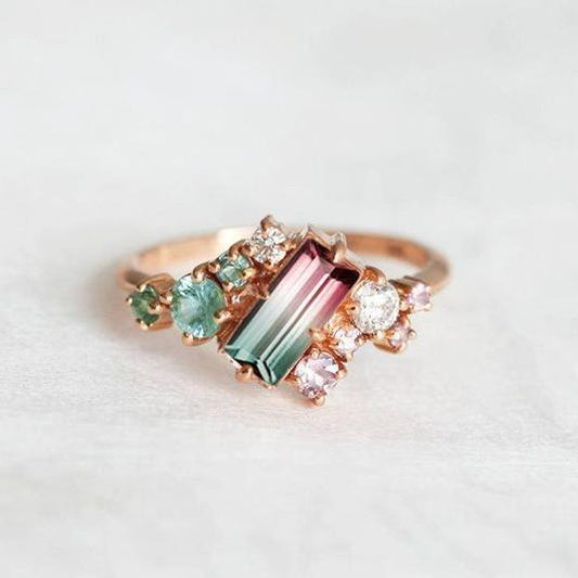 Vintage Rose Green Zirconia Ring-Lydieannejewelry