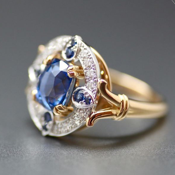 Vintage Blue Starlight Zirconia Ring-Lydieannejewelry