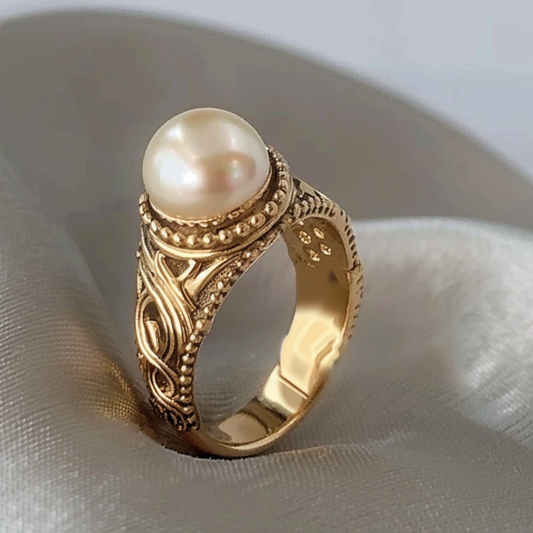 Gold Pearl Ring-Lydieannejewelry