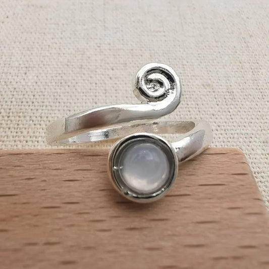 Vintage Spiral Moonstone Ring-Lydieannejewelry
