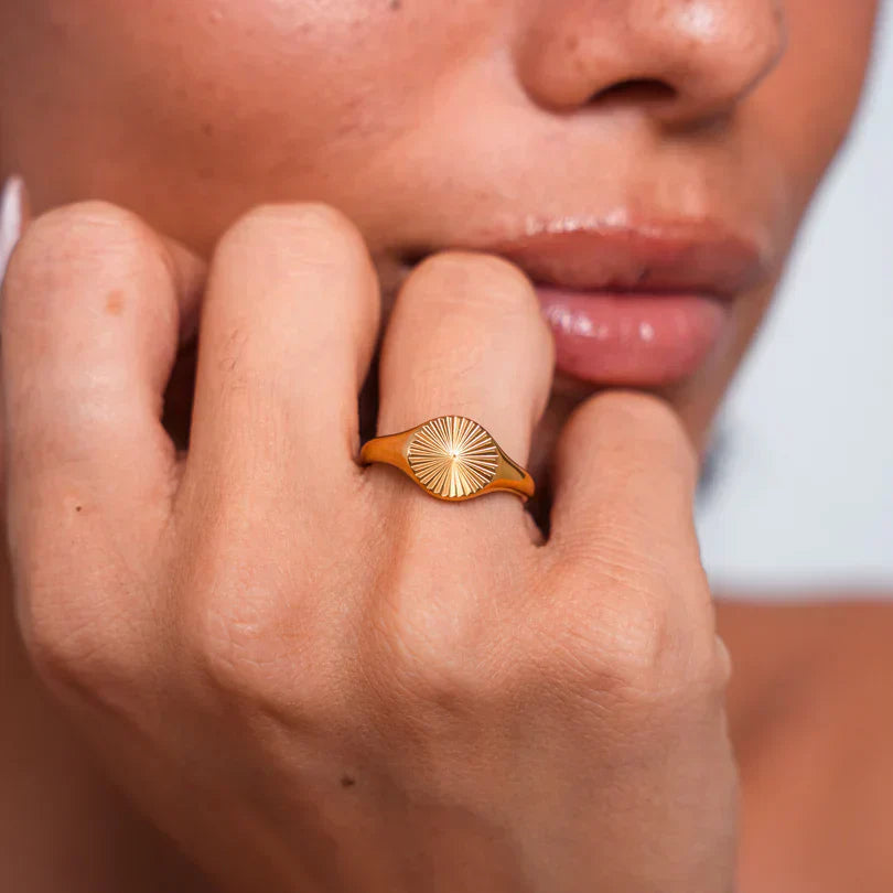 Golden Sun Seal Ring-Lydieannejewelry