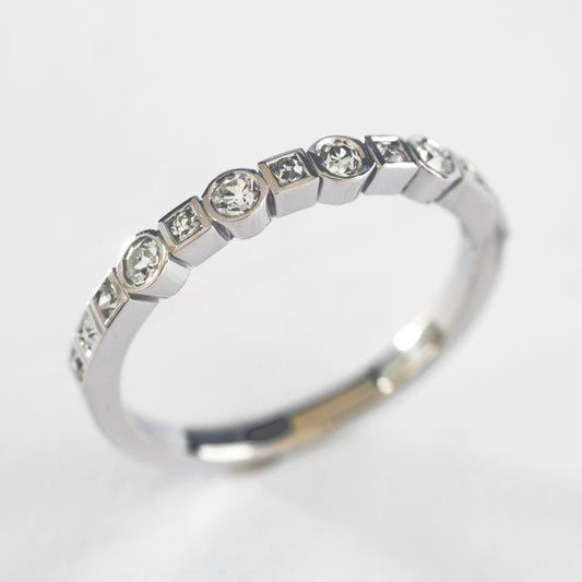 Vintage Inlaid Glass Silver Ring-Lydieannejewelry