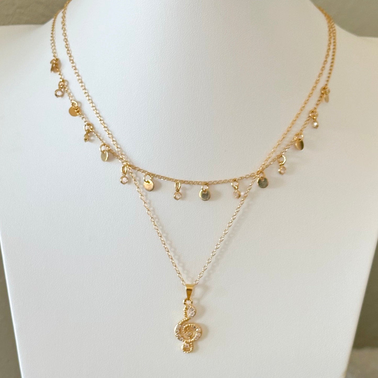 Norah Ball Chain With Dangle Discs-Lydieannejewelry