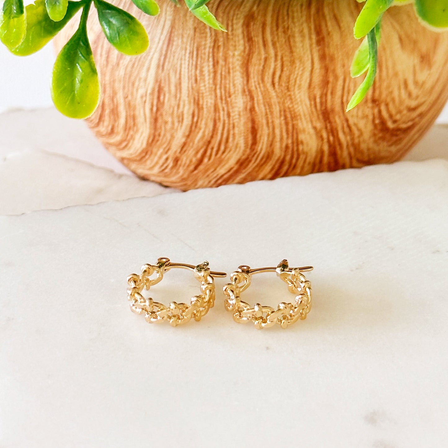 Diletta Small Designed Cuban Hoops-Lydieannejewelry
