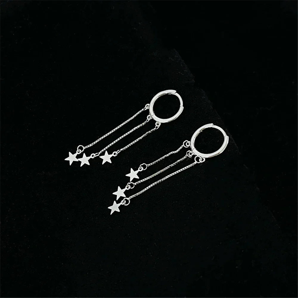 Gold and Silver Star Pendant Earrings
