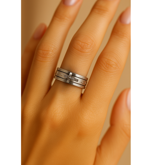 Vintage Religious Cross Silver Ring-Lydieannejewelry