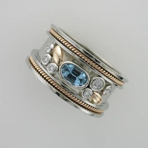 Vintage Blue Exotic Silver Ring-Lydieannejewelry