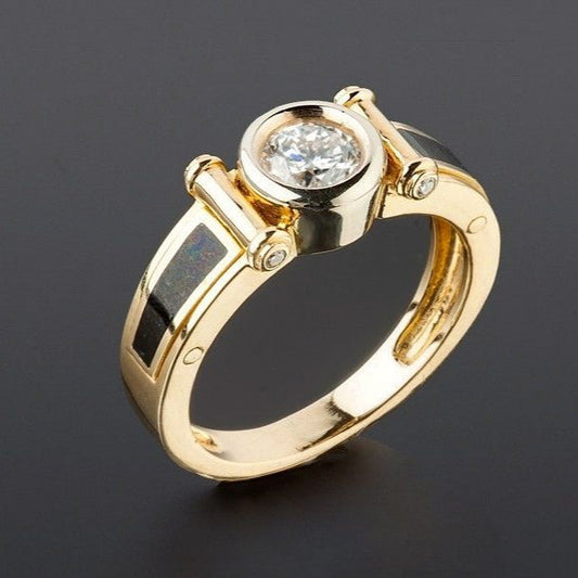 Vintage Black & Gold Zirconia Ring-Lydieannejewelry