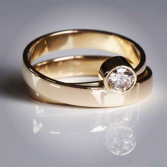 Vintage Fine Gold Zirconia Ring Set-Lydieannejewelry