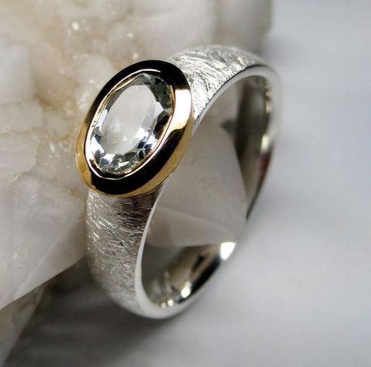 Vintage Glass Gold & Silver Ring-Lydieannejewelry