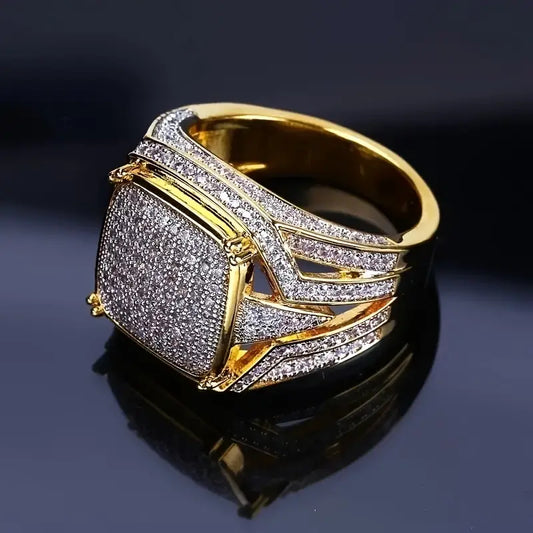 Vintage Sparkling Layered Golden Ring-Lydieannejewelry