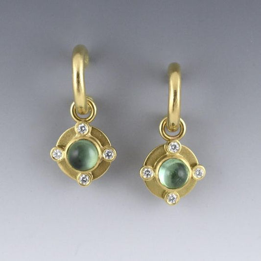Vintage Green Zirconia Gold Earrings-Lydieannejewelry