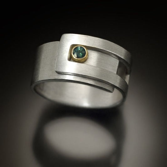 Vintage Green Open Silver Ring-Lydieannejewelry