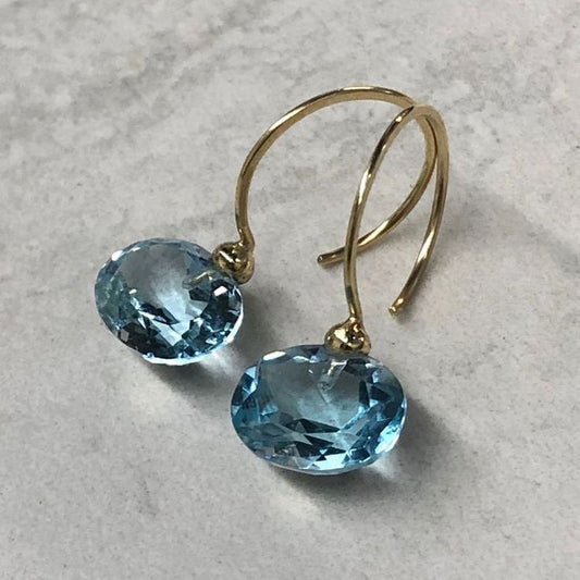 Vintage Rounded Glass Blue Earrings-Lydieannejewelry