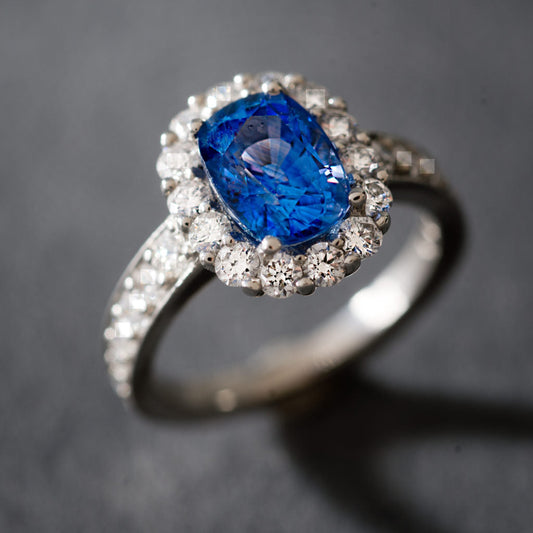 Vintage Blue Brilliance Silver Ring-Lydieannejewelry