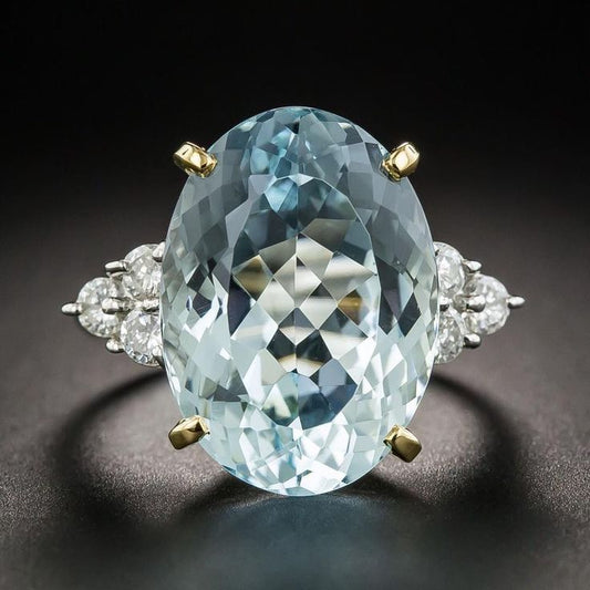 Vintage Rounded Blue Glass Sparking Ring-Lydieannejewelry