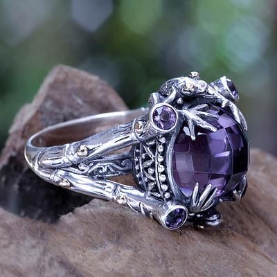 Vintage Inlaid Purple Stone Silver Ring-Lydieannejewelry