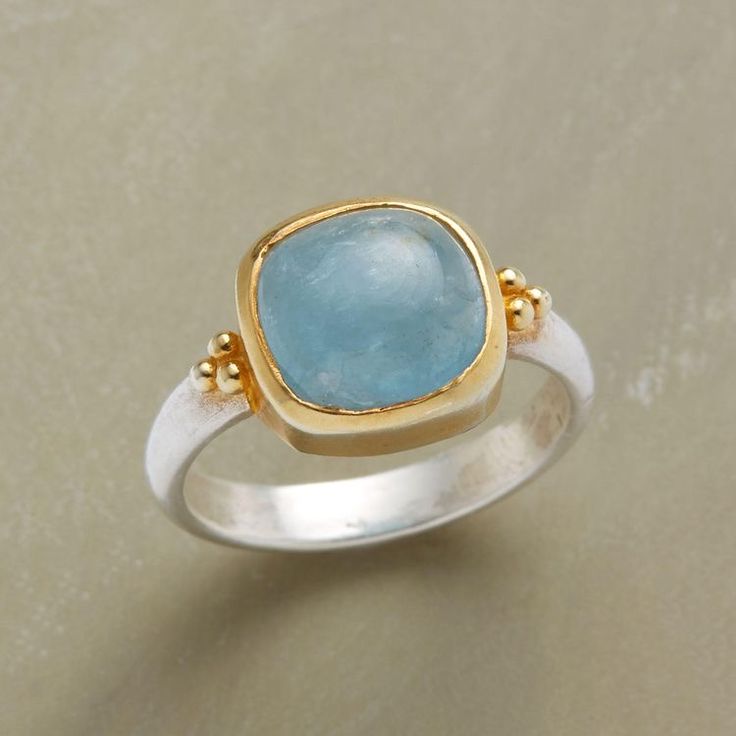 Vintage Blue Stone Gold & Silver Ring-Lydieannejewelry