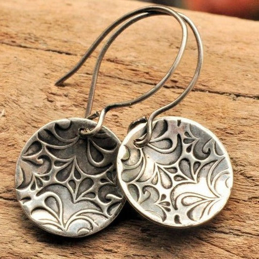 Vintage Silver Rounded Earrings-Lydieannejewelry