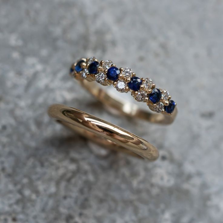 Vintage Blue Zirconia Elegant Ring Set-Lydieannejewelry