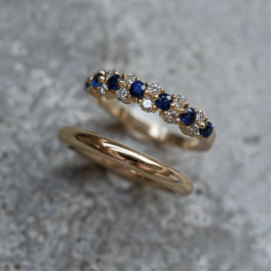 Vintage Blue Zirconia Elegant Ring Set-Lydieannejewelry