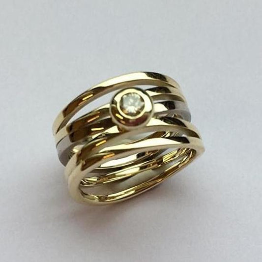 Vintage Layered Inlaid Zirconia Ring-Lydieannejewelry