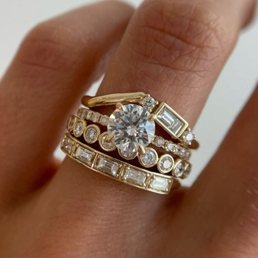 Vintage Modern Engagement Ring Set-Lydieannejewelry