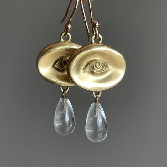 Vintage Glass Golden Eye Earrings-Lydieannejewelry